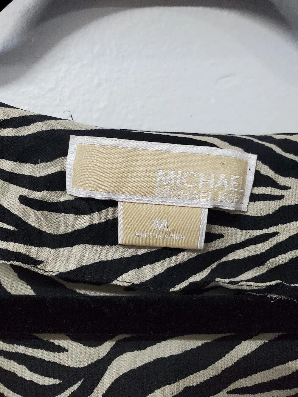 Michael Kors Zebra Print Rhinestone Top Medium Office Siren Business Casual